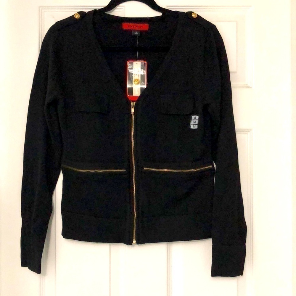 Knitway Knit Zip Up V Neck Sweater Size Medium